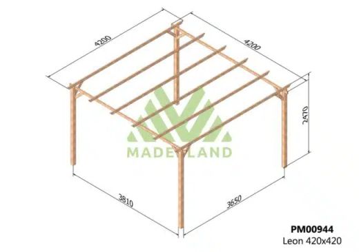 Pérgola de madeira 420x420 LEON da Maderland