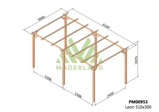 Wooden pergola 510x300 LEON from Maderland
