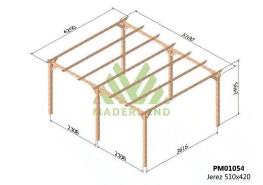 Pérgola de madeira 510x420 JEREZ de Maderland