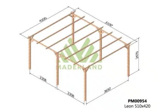 Pérgola de madeira 510x420 LEON da Maderland