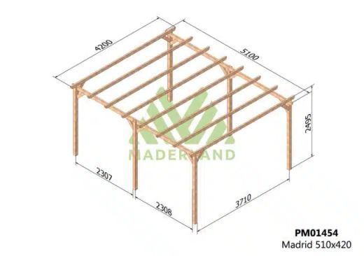 Wooden pergola 510x420 MADRID by Maderland