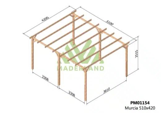 Pérgola de madeira 510x420 MURCIA by Maderland