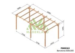 Wooden pergola 600x300 BARCELONA by Maderland