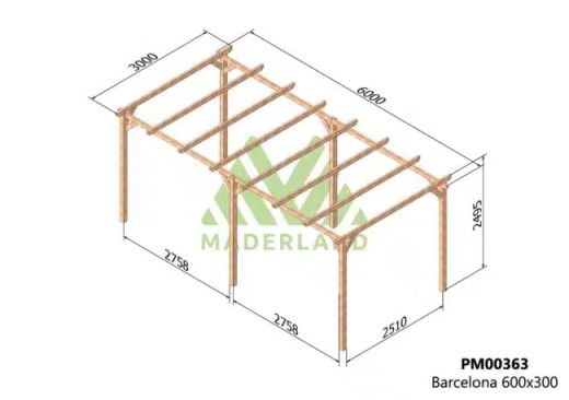 Wooden pergola 600x300 BARCELONA by Maderland