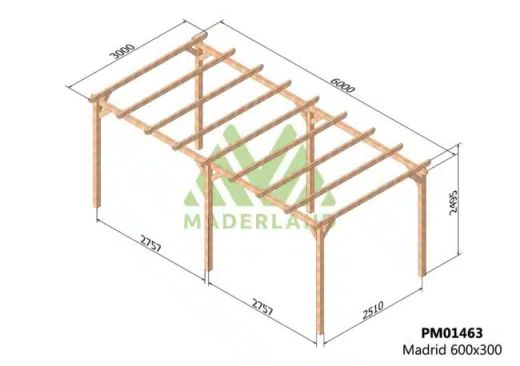 Pérgola de madeira 600x300 MADRID por Maderland
