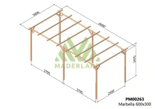 Wooden pergola 600x300 MARBELLA by Maderland