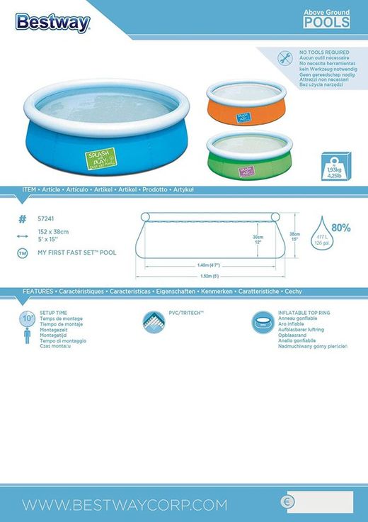 Runder aufblasbarer Pool 152x38 ref. 57241