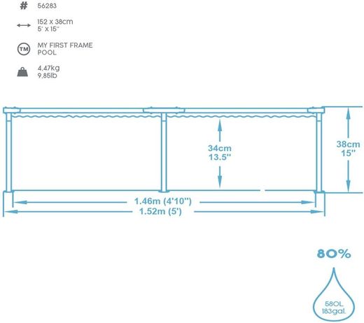 Afneembaar buisvormig peuterbad 152x38 ref. 56283