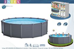 Sequoia Spirit piscine imitation panneaux de bois graphite cadre piscines Intex