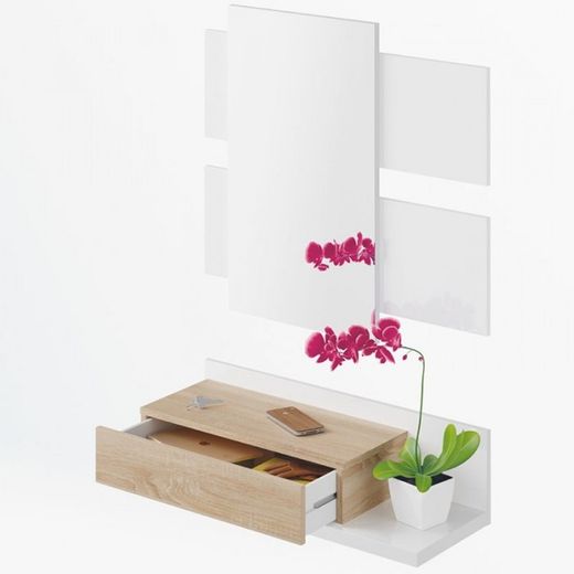 Recibidor + espejo MODERN blanco / Roble de Forés