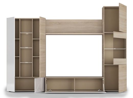 Salon compact 260 DISEGNO chêne / blanc brillant par Forés