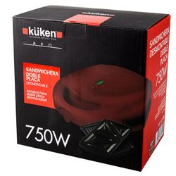 KUKEN roter Sandwichmaker mit doppelter abnehmbarer Platte