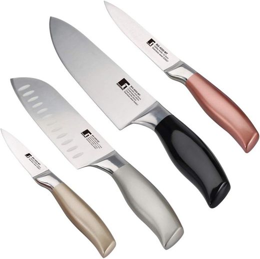 Set de 4 couteaux néon en acier inoxydable