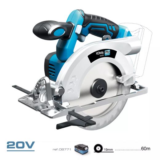 Sierra de corte circular inalámbrica de 20 V de Koma Tools modelo 20V-SCC