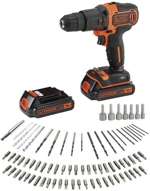 Marteau perforateur 2V 2 piles + 80 acces. Black & Decker 18V