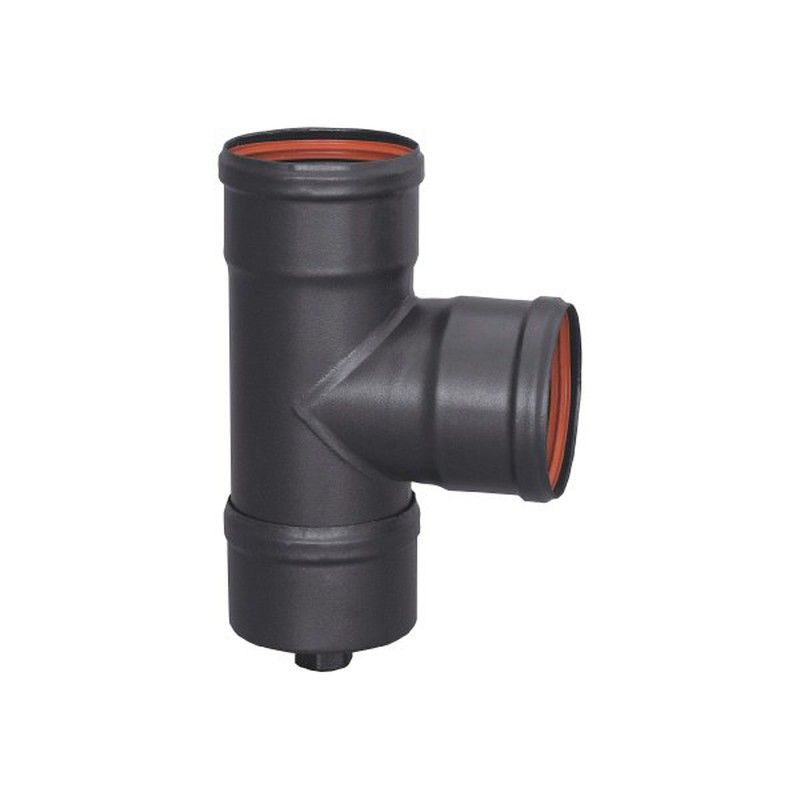 Te estufa 90º con tapon registro negro Practic 100